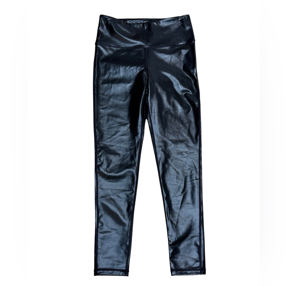 Mono B Mono B Medium Black High Shine Faux Leather Leggings Stretch